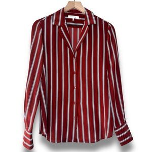 The Standard Stripe Silk Button-Up Shirt in Burnt Henna Multi Size XS